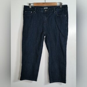 Liz Claiborne Dark Blue Denim Stretch Capri Jeans Size 12